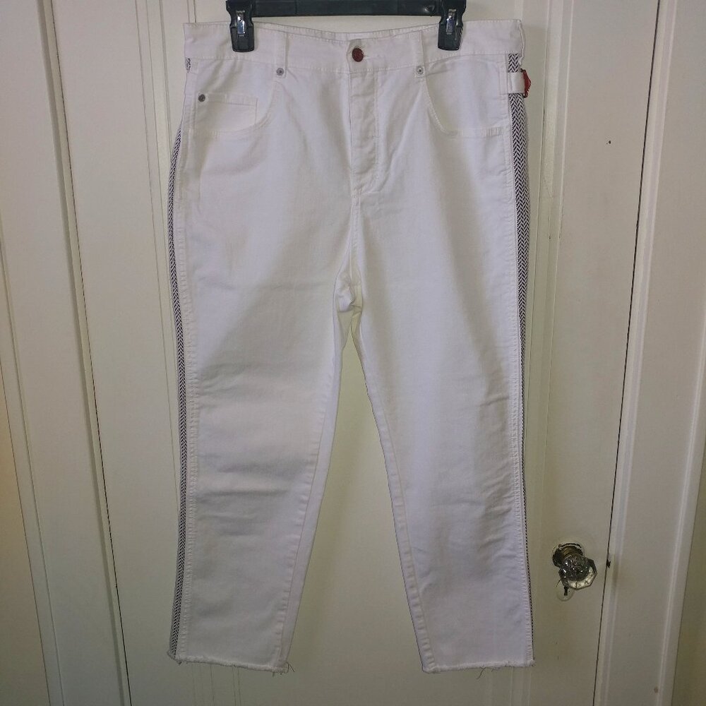 Pilcro and the Letterpress: White High Rise Straight Crop Jeans - Size 30